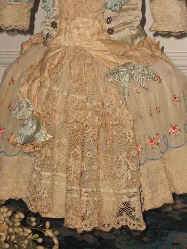 Pretty French Bebe Silk and Muslin Costume with Bonnet