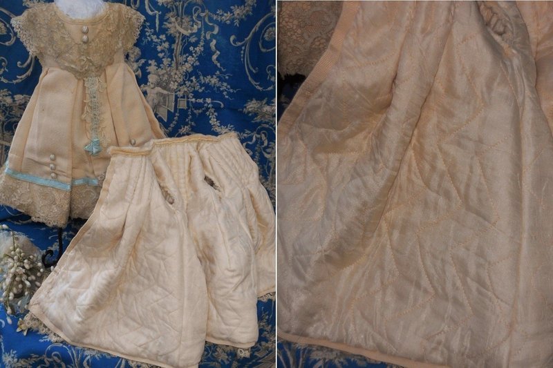 Especially Beautiful 3 Piece French Bebe Silk Outfit size 10 Jumeau