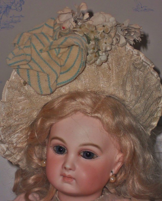 Pretty French Silk and Wool Bebe Costume with Bonnet