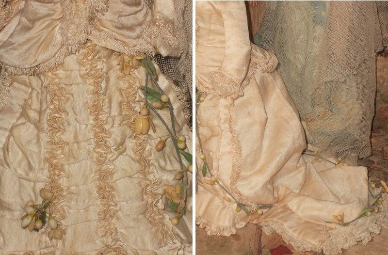 Gorgeous Antique French Poupee Wedding Gown in Box