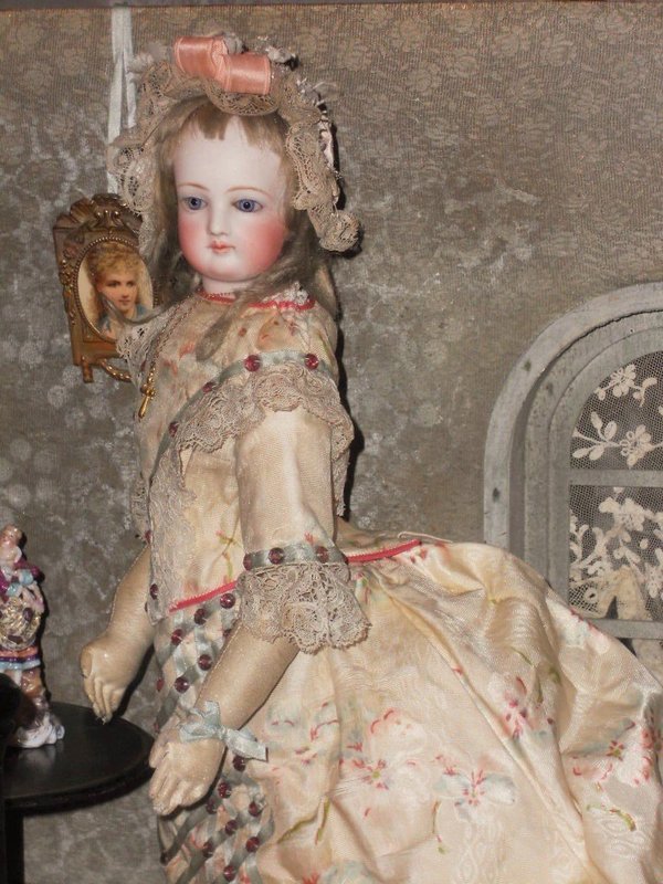 Marvelous French Bisque Poupee by Jumeau with Gorgeous Gown