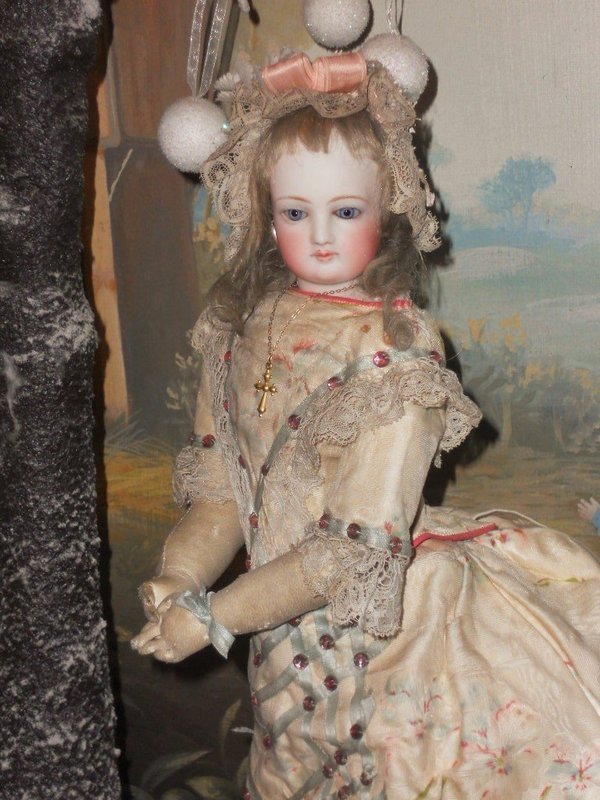 Marvelous French Bisque Poupee by Jumeau with Gorgeous Gown