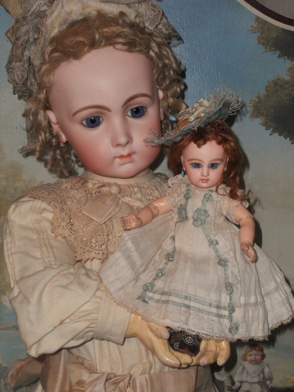 Rare 9" Size 1 Mademoiselle Jumeau in Pretty Antique Clothing