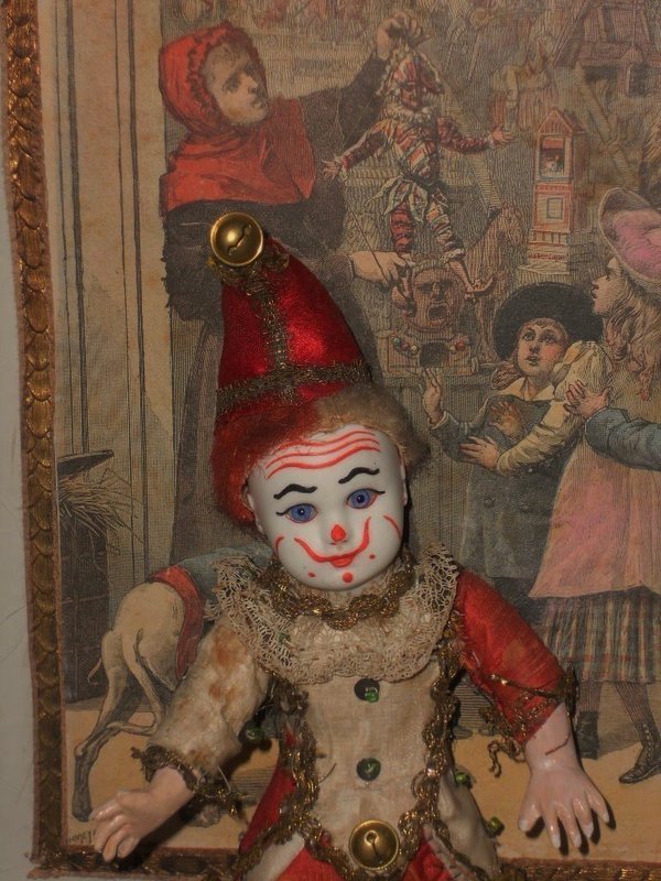 Rare Factory Original French Bisque Clown by Jules Steiner
