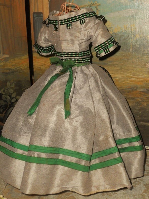 Splendid Silk Poupee Gown circa 1860 for Huret , Rohmer , Barrois ....