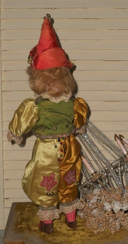 Lovely French Bisque Harlequin Bebe in Original Costume