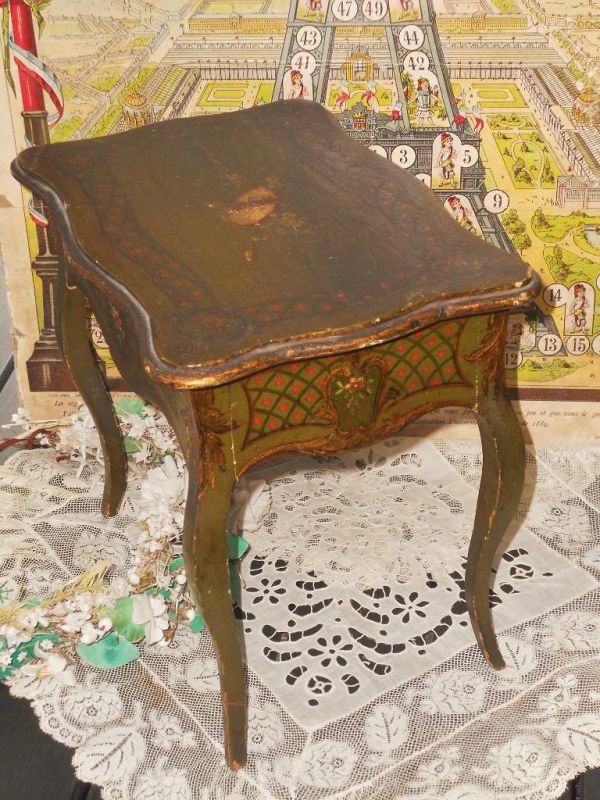 Beautiful French Hand Painted Antique Dressing Table for French Poupee