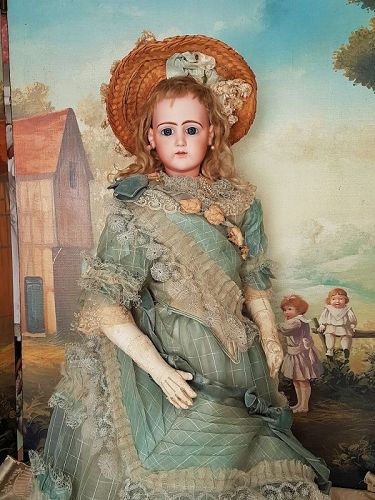 ~~~ Rare Large French Portrait Poupee by Jumeau in Gorgeous Gown ~~~