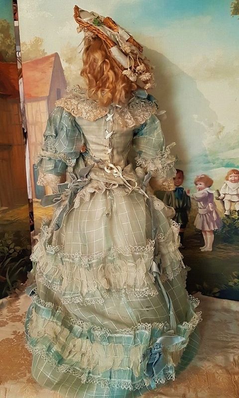 ~~~ Rare Large French Portrait Poupee by Jumeau in Gorgeous Gown ~~~