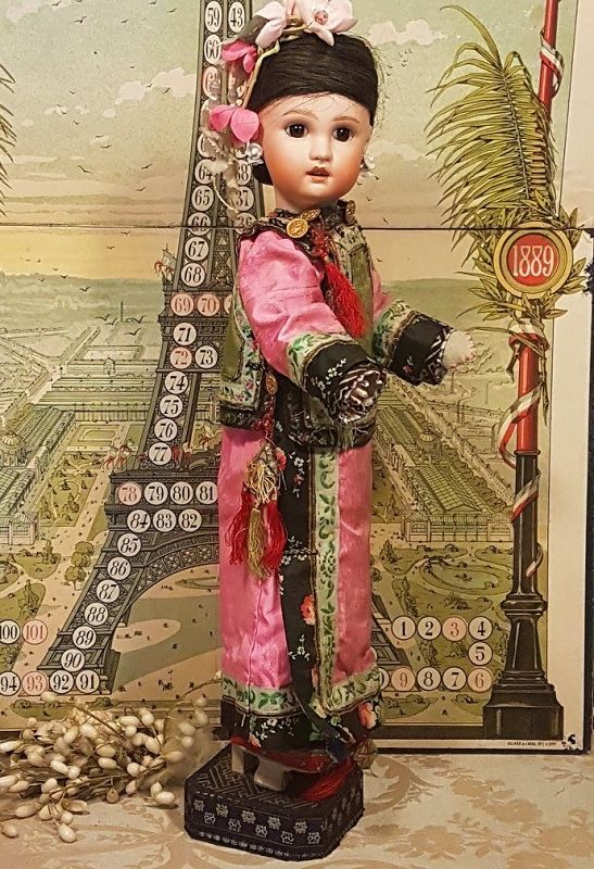 Superb Jumeau 1907 all Original Asian Bisque Girl in Original Costume