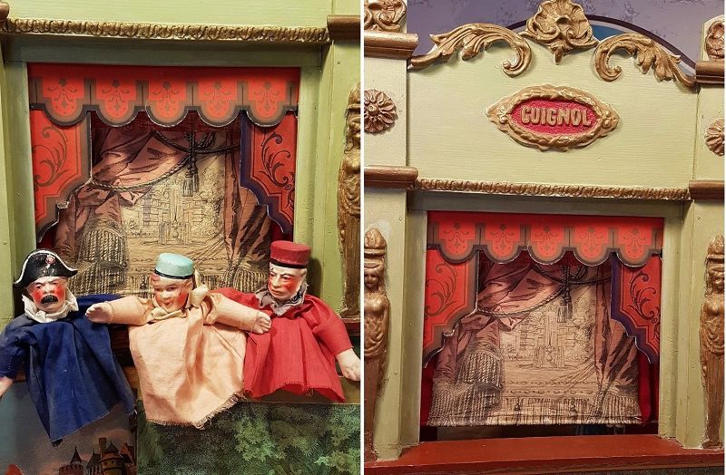 ~~~ Beautiful Antique French Guignol Doll Size Puppet Theater ~~~