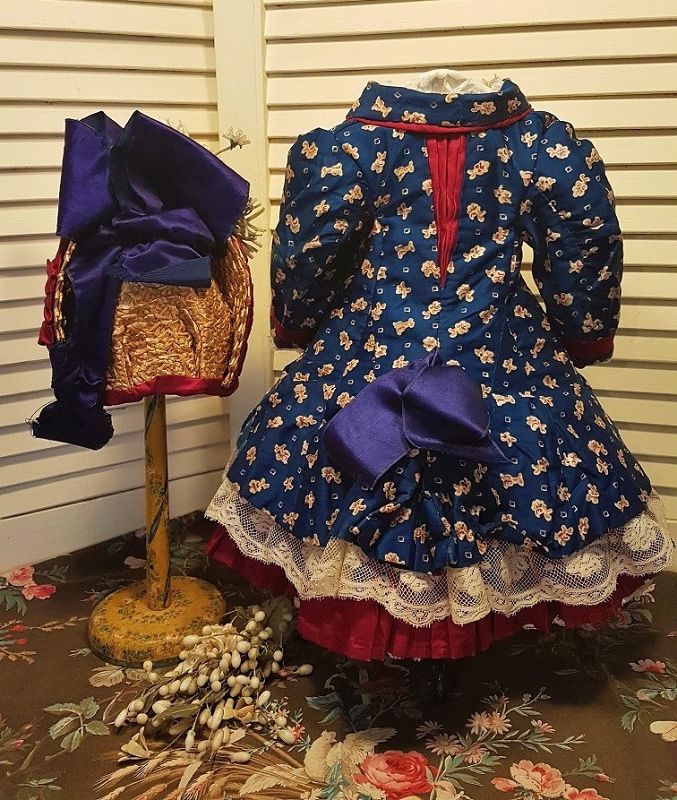 Outstanding Three Piece French Bebe Costume with Bonnet &amp; Parasol
