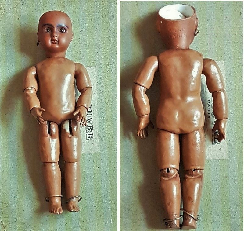 ~~~ Rare Tiny French Brown Bisque Bebe by Steiner all Original ~~~