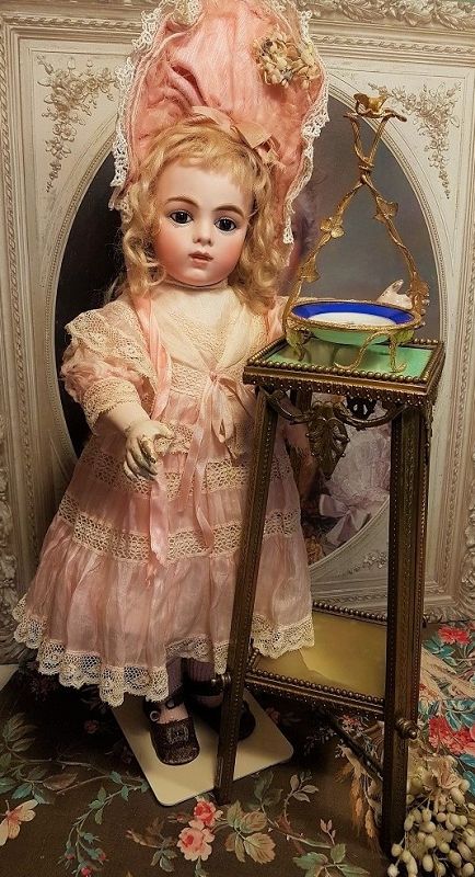 ~~~ Rare and Elegant French Bronze Table for Doll Display ~~~