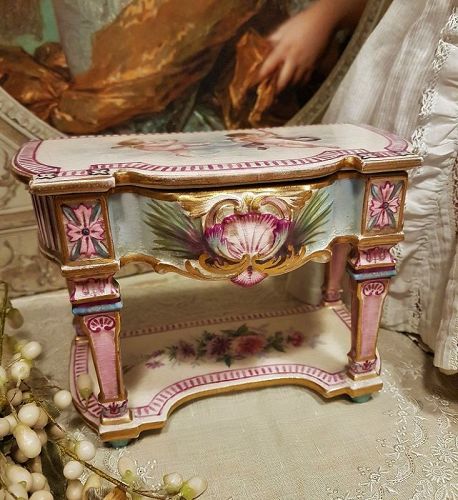 Exquisite 19th.Cen. French Porcelain Table with Rococo Decoration