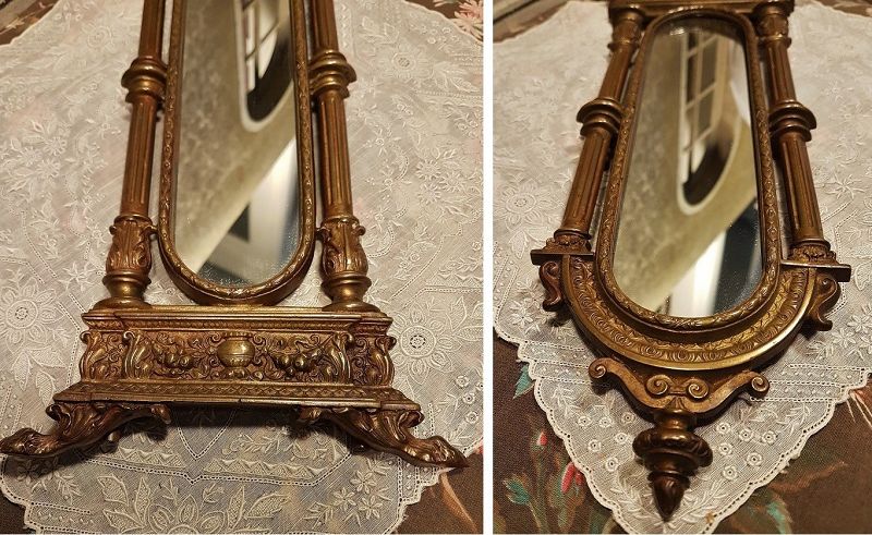 ~~~ Boudoir de Madame Stand Up Poupee Mirror / 1870 ~~~
