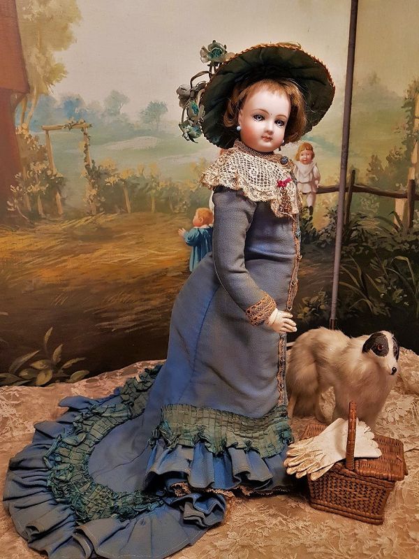 Beautiful French Poupee By Jumeau with Gorgeous Antique Costume