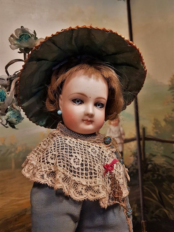 Beautiful French Poupee By Jumeau with Gorgeous Antique Costume