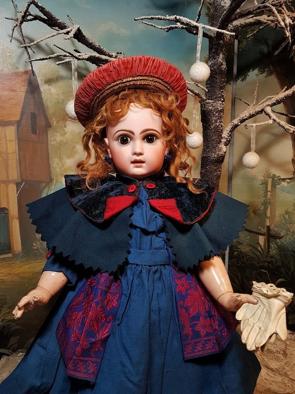 ~~~ Amazing French Bisque BeBe Jumeau Size 10 in Original Costume ~~~