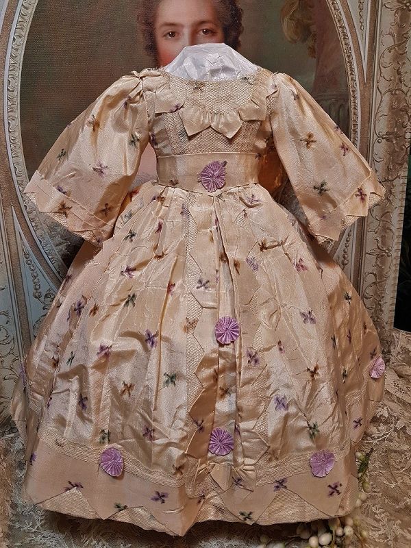 Lovely Enfantin Silk Poupee Dress for Huret , Rohmer , Barrois .....