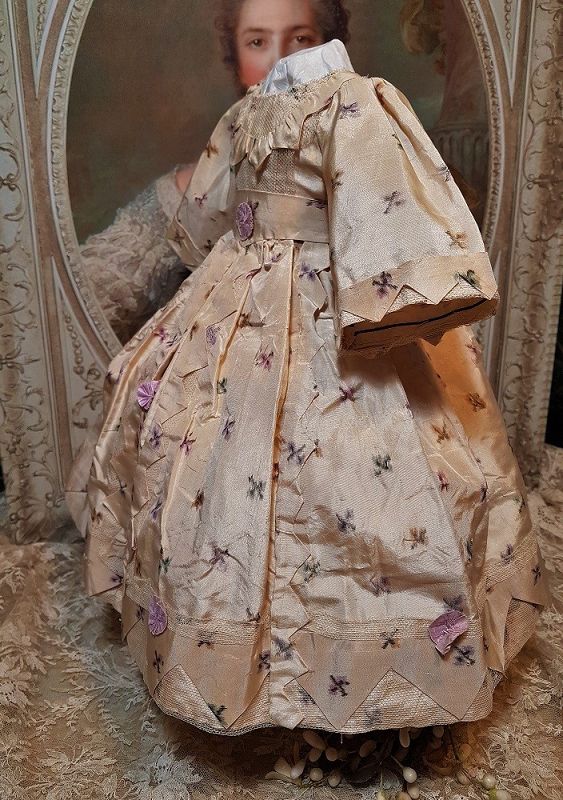 Lovely Enfantin Silk Poupee Dress for Huret , Rohmer , Barrois .....