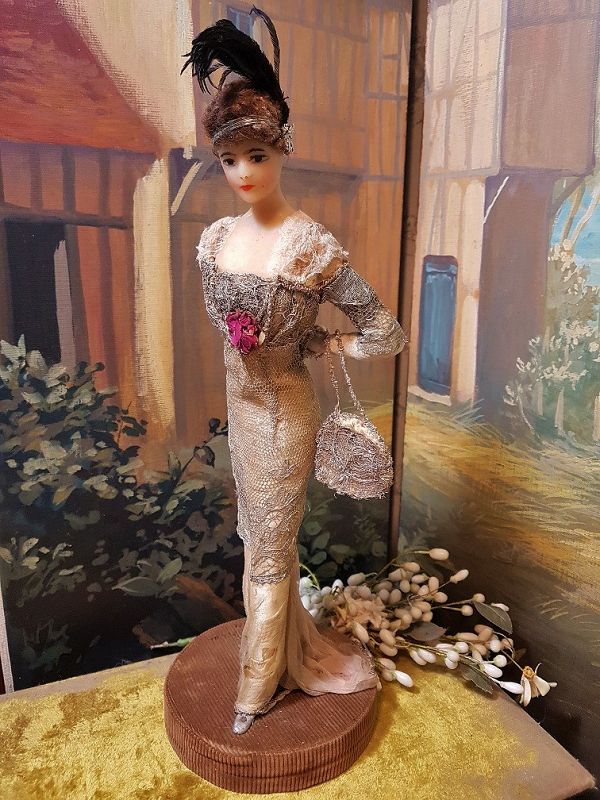 ~~~ Rare French Wax Fashionable Lady by Lafitte - Desirat / 1911~~~
