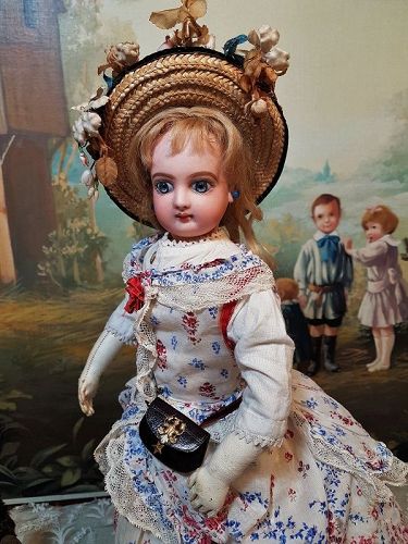 ~~~Pretty French Bisque Poupee in fine Original Costume ~~~