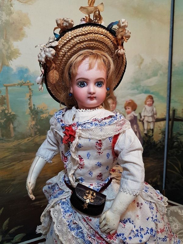 ~~~Pretty French Bisque Poupee in fine Original Costume ~~~