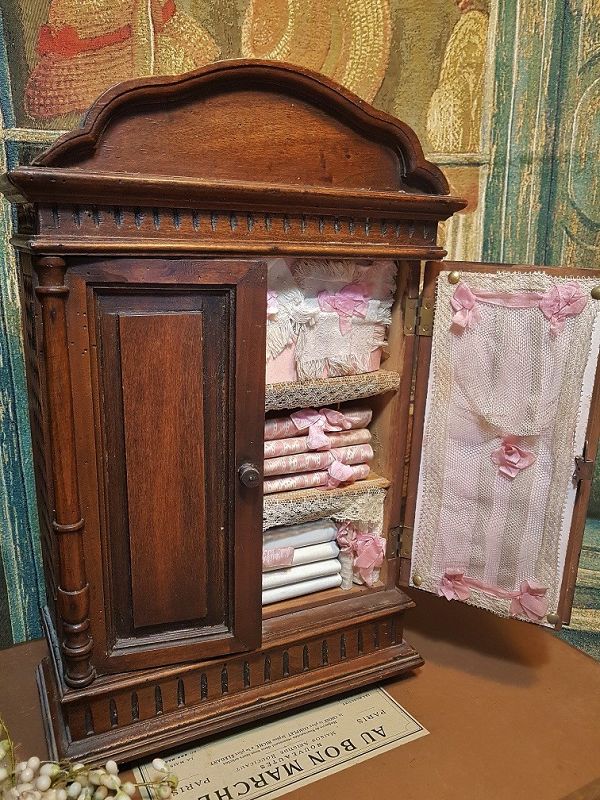 Rare Wooden Toilette Cabinet from Etrennes Catalog / France 19th. cen