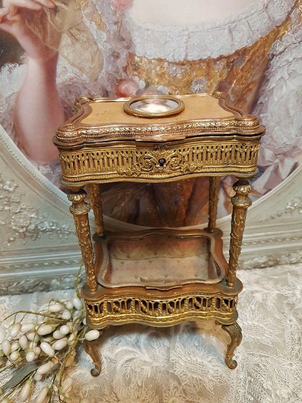 ~~~ Outstanding French Bronze Miniature Boudoir Table for French Poupe