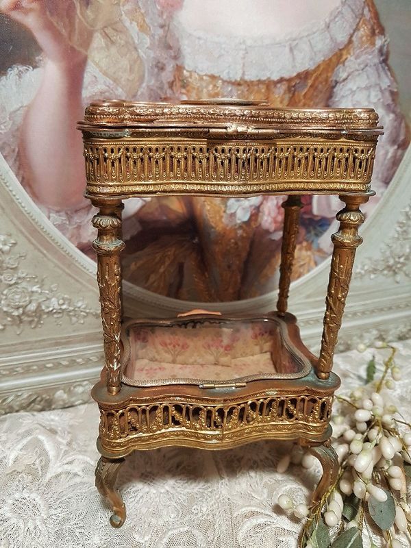 ~~~ Outstanding French Bronze Miniature Boudoir Table for French Poupe
