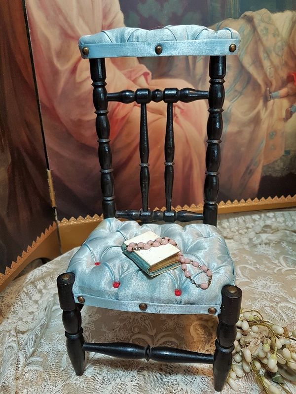 ~~~ Rare Wooden Prayer Doll´s Chair / France circa 1875 ~~~