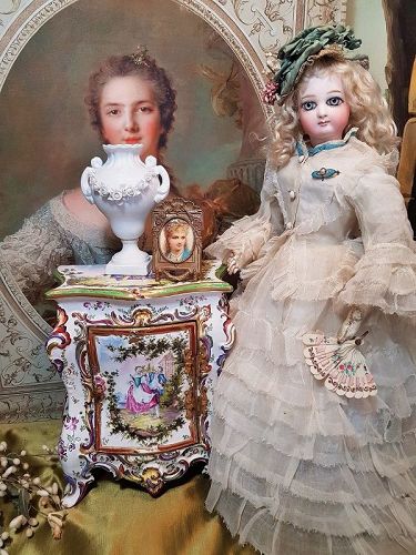 ~~~Exquisite 19th. Century French Poupee Porcelain Cabinet