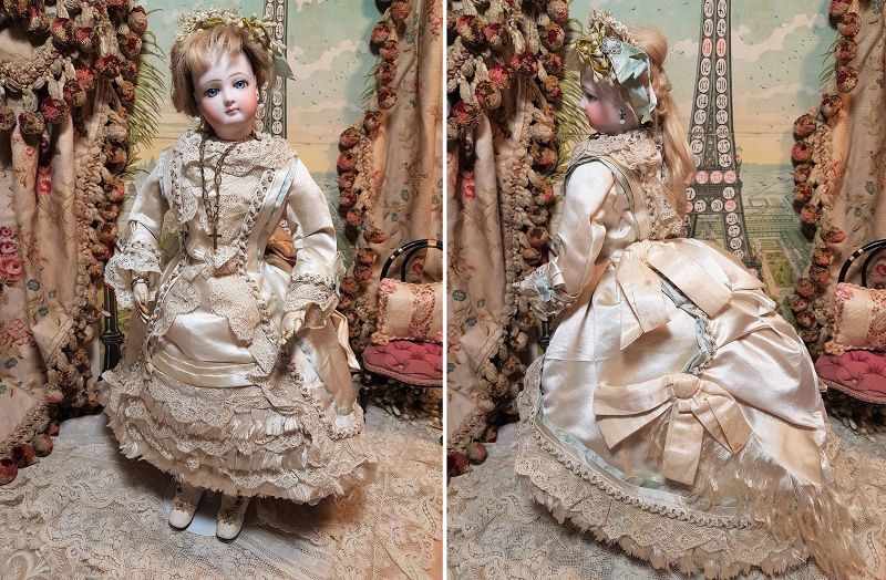 Stunning French Jumeau Poupee Fabulous Costumed &amp; Elaborate Coiffure