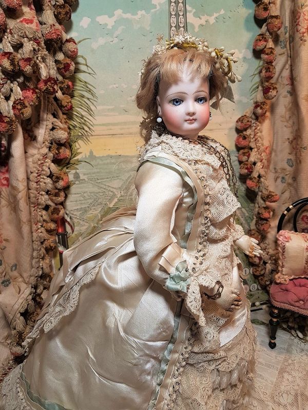 Stunning French Jumeau Poupee Fabulous Costumed &amp; Elaborate Coiffure