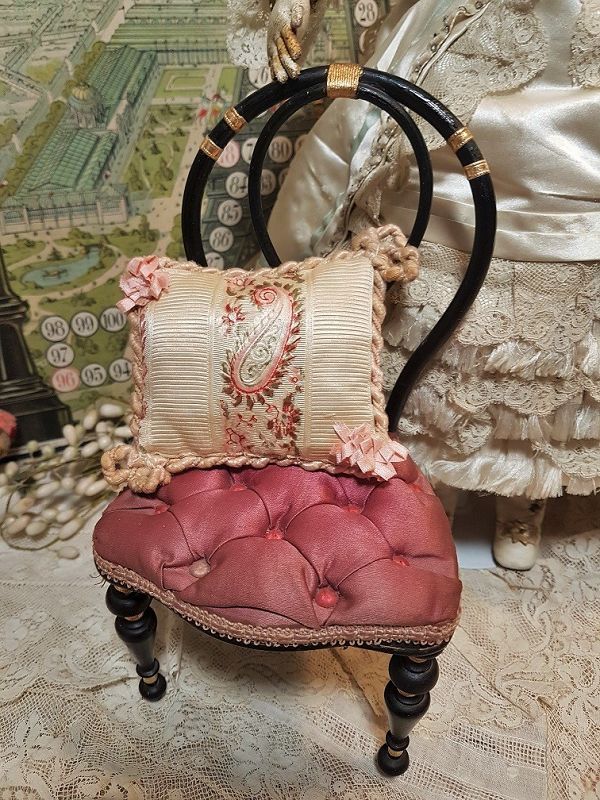 Pretty French Poupee Salon Chair with Silk Pillow