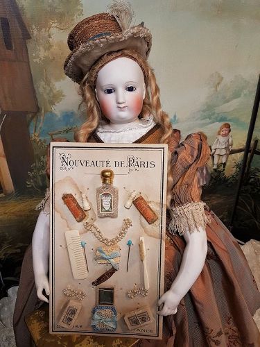 Rare Original Authentic Presentation Card with Doll Accessories / 1885