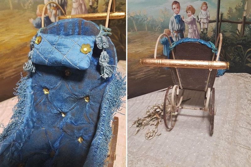 ~~~ Nice Small French 19th. Century Fashion Doll Stroller ~~~