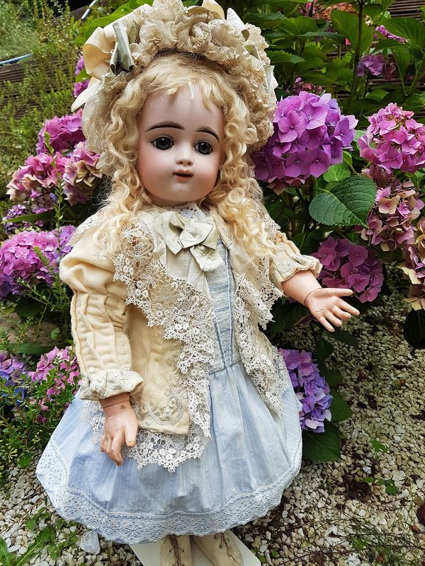 ~~~ Cute French Child Bisque Bebe by Gaultier in Pretty Costume ~~~