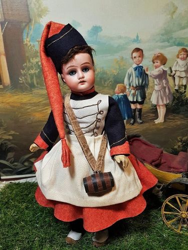 ~~~ Lovely 19th. Century French Bisque Doll in Factory Clothing ~~~