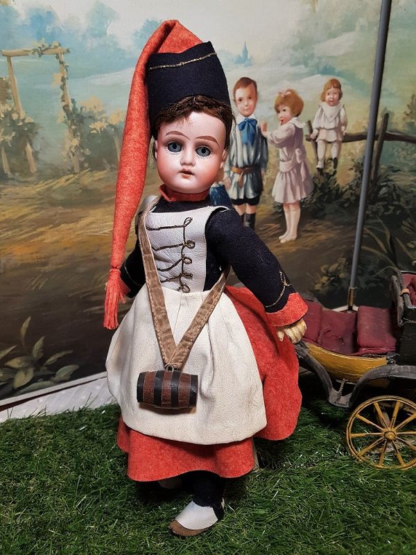 ~~~ Lovely 19th. Century French Bisque Doll in Factory Clothing ~~~
