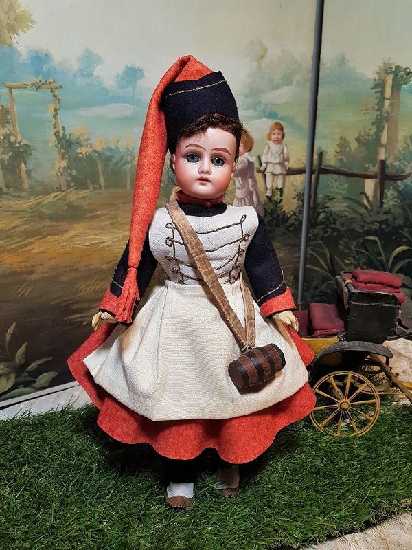 ~~~ Lovely 19th. Century French Bisque Doll in Factory Clothing ~~~