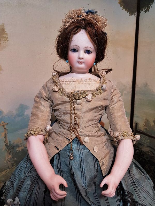 ~~~Beautiful French Poupee by Jumeau with Pretty Antique Costume ~~~