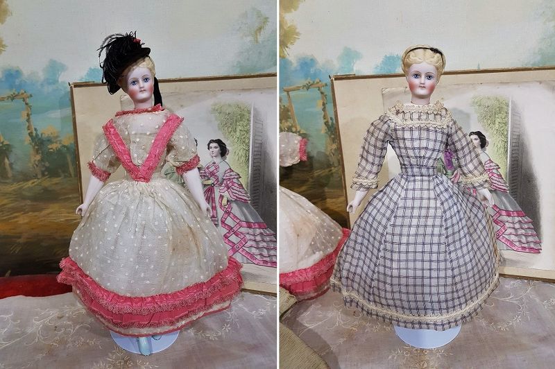 Gorgeous Rare Fashionable Bisque Lady Doll with Trousseau for France