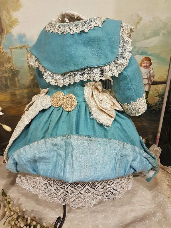 ~~~ Marvelous French Silk &amp; Woolen Bebe Costume with Bonnet ~~~