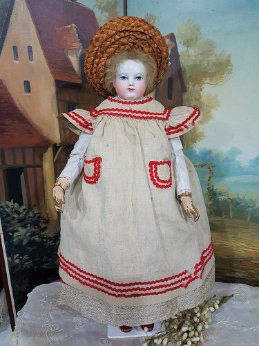 ~~~ 1860th. Linen Huret Style Pinafore ~~~