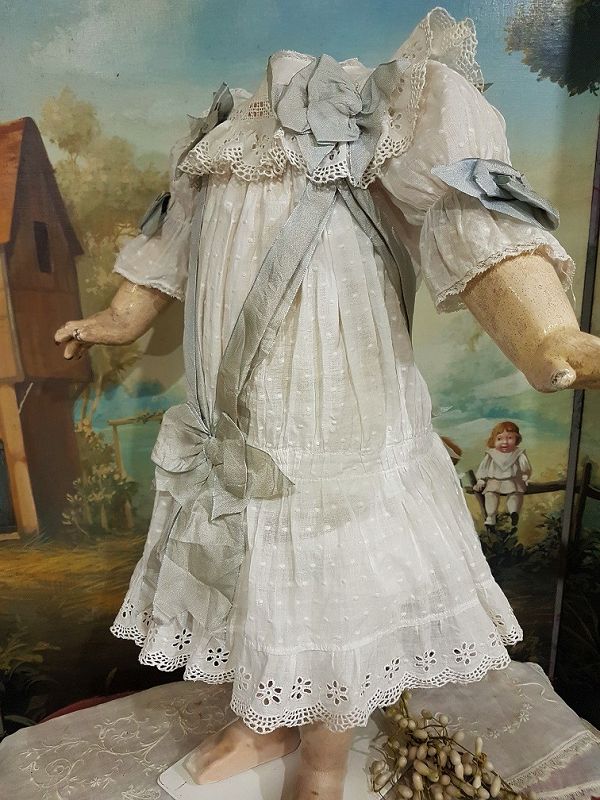 Pretty antique 19th. century Bebe Muslin Dress for Jumeau , Steiner...