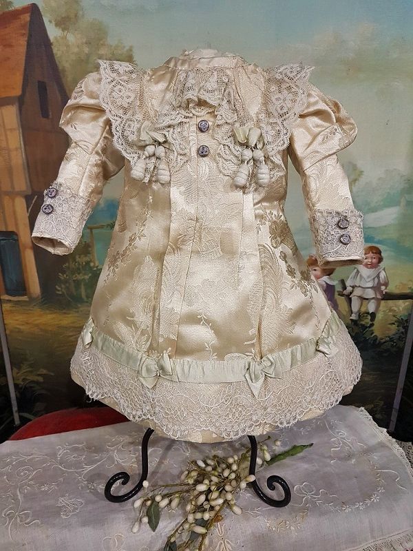 ~~~ Lovely Antique French Home Made Silk Bebe Dress ~~~
