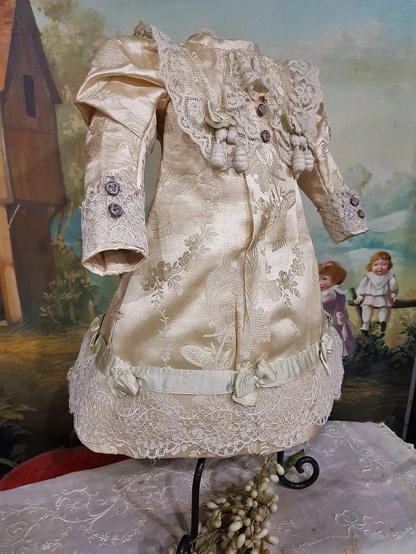 ~~~ Lovely Antique French Home Made Silk Bebe Dress ~~~