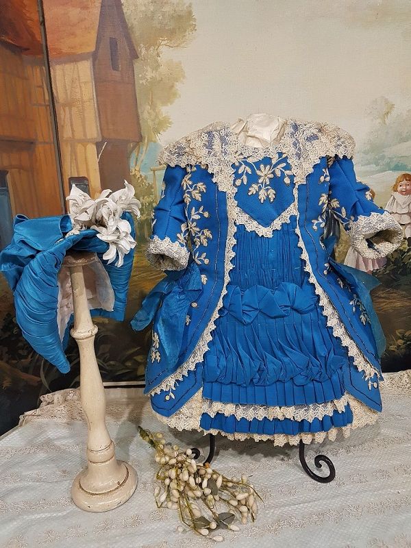 Marvelous French Silk &amp; fine Cashmere Bebe Costume with Bonnet
